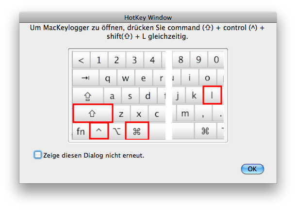 Mac Keylogger HotKey Dialog